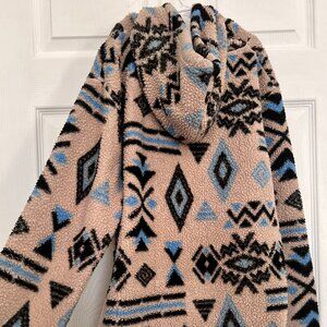 Brooklyn Cloth Sherpa Hoodie Aztec Geometric Print Teddy Pullover Size S